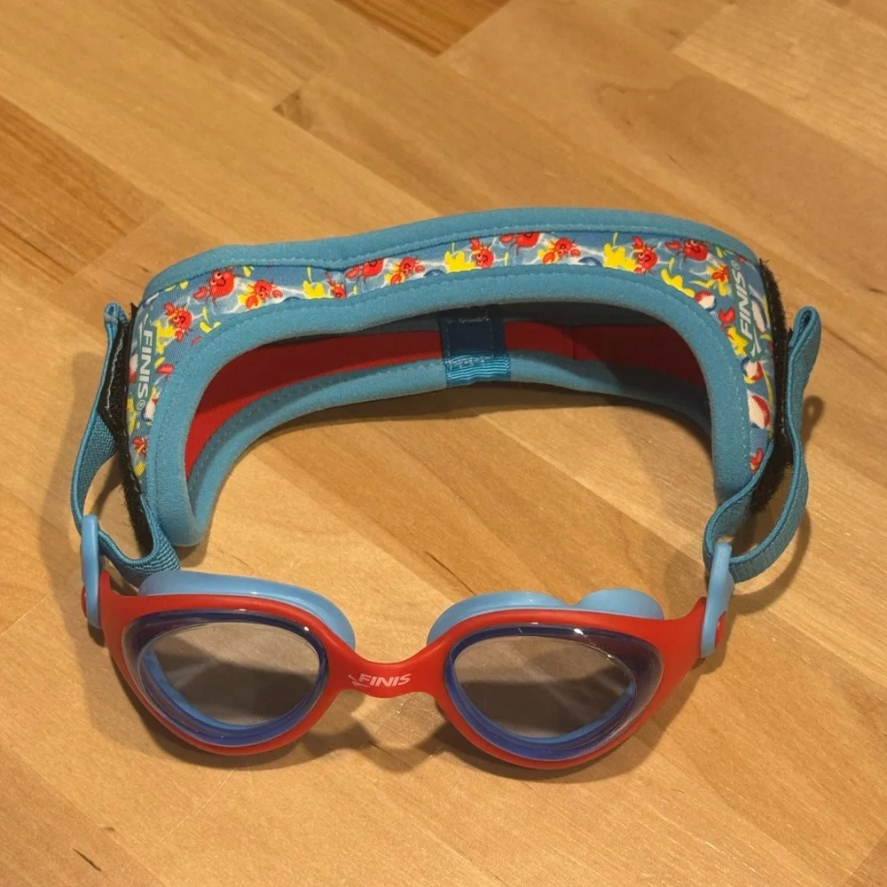 Toddler Swim Goggles with Red and Blue Frame